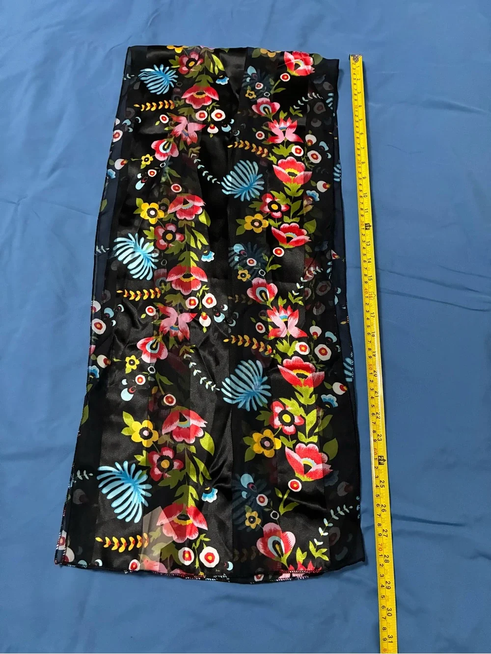 Black multi color scarf